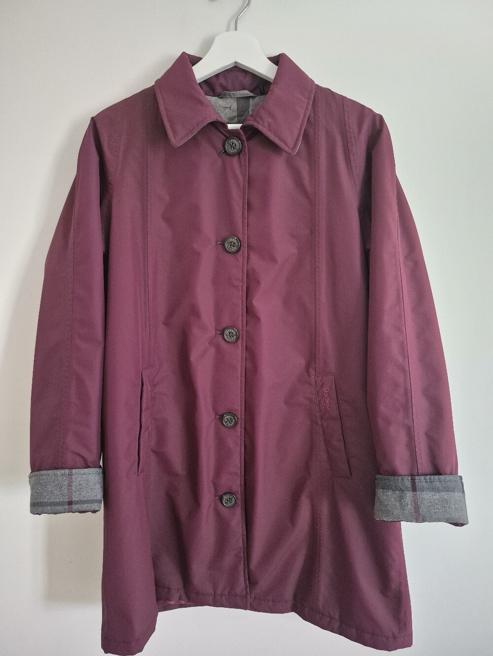 Barbour The Original Tartan Straiton Waterpoof Breathable Maroon Jacket US 10